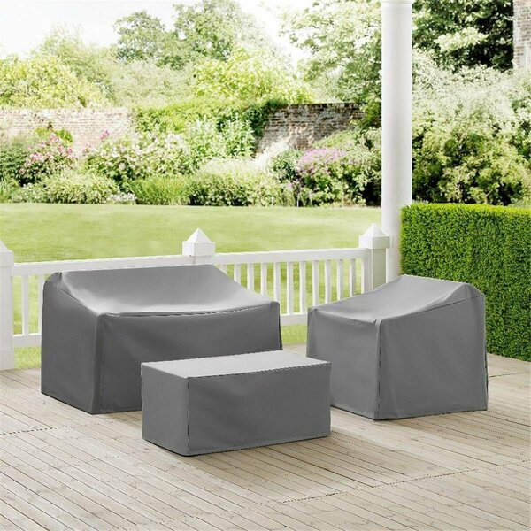 Terraza 3 Piece Furniture Cover Set With Loveseat; Chair & Coffee Table - Gray TE3590594